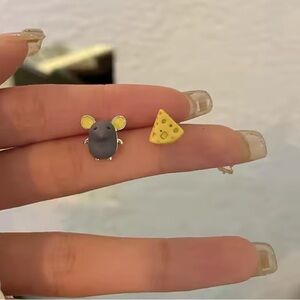 Cute Mouse Cheese Earrings